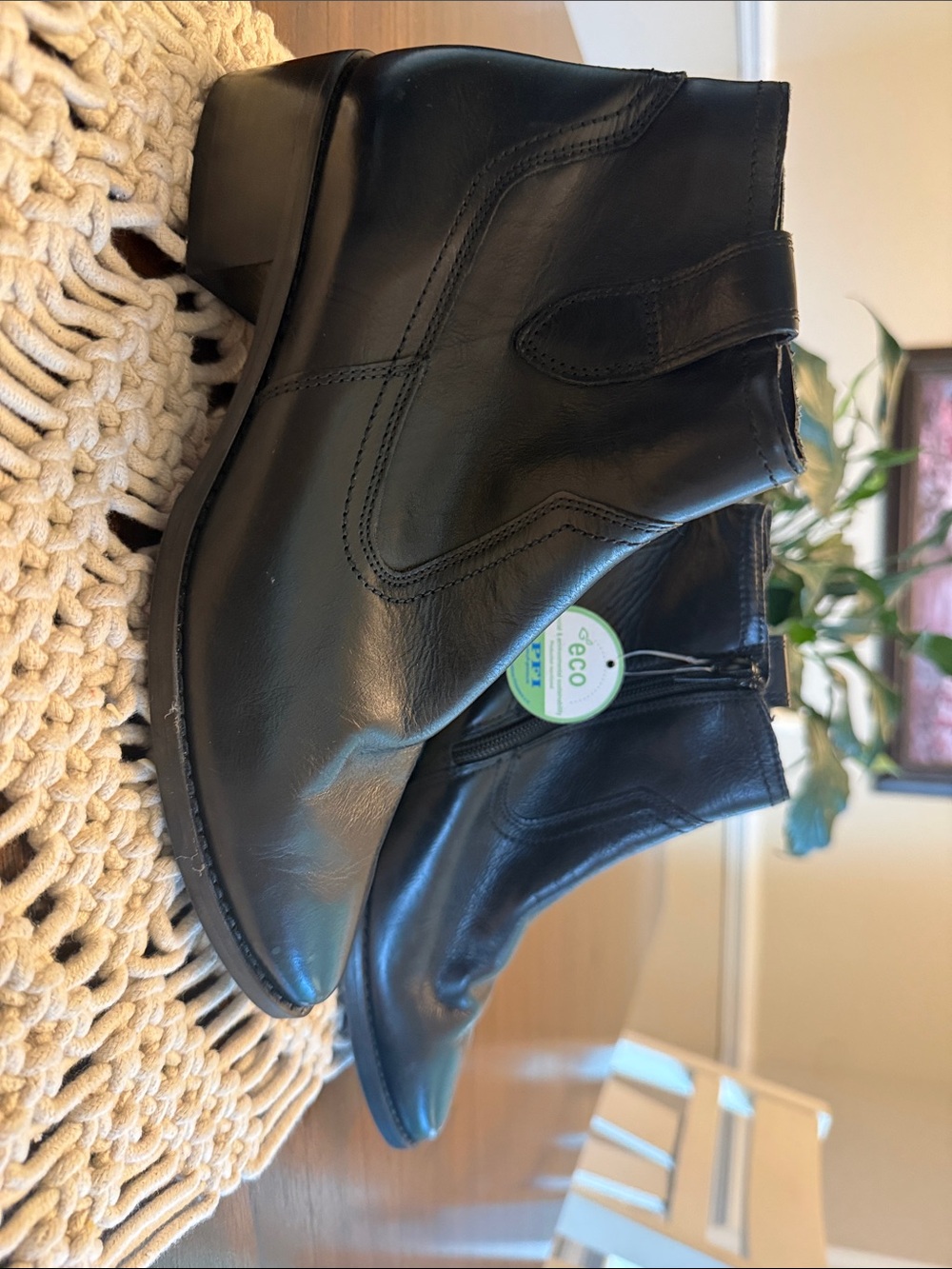 Paul Green Black Leather Pointed Ankle Booties with Side Zipper - Picture 10 of 10